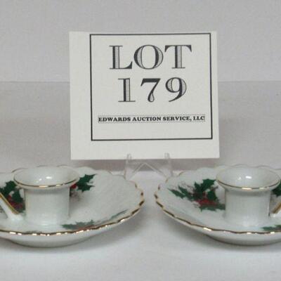 Lefton Holly CandleHolder Pair