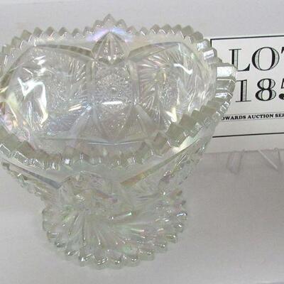 Pretty L E Smith Clear Carnival Glass Footed Bowl