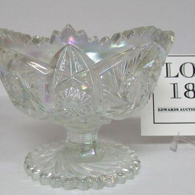 Pretty L E Smith Clear Carnival Glass Footed Bowl