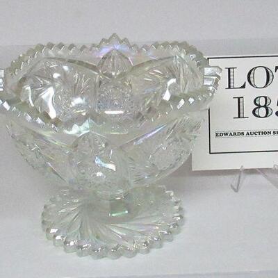 Pretty L E Smith Clear Carnival Glass Footed Bowl