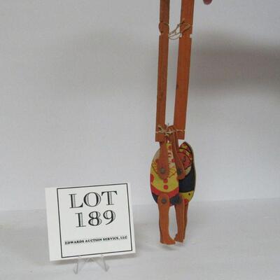Fun Antique Wood Puppet Toy Riveted Chubby Kids Swing 