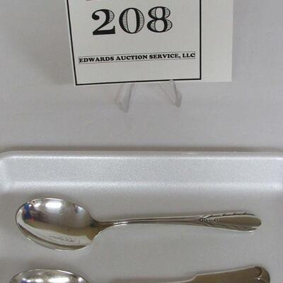 2 Antique Sterling Spoons Dowry Soup & Holmes & Edwards Teaspoon