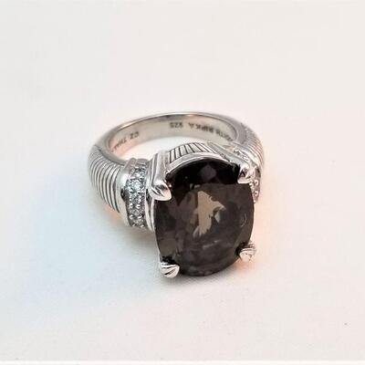 Lot #69  Judith Ripka Sterling Ring with Smokey Quartz