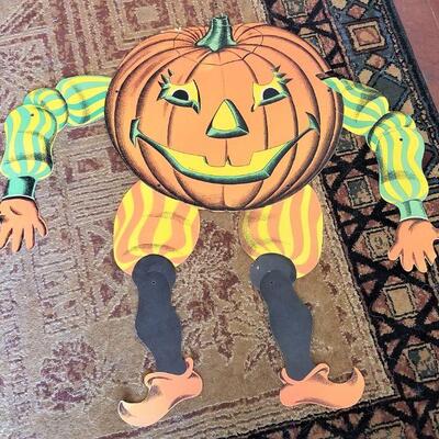 Lot #72  Vintage Beistle Jointed Cardboard Jack O Lantern Decoration