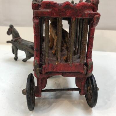Vintage Cast Iron Overland Circus Tiger in Horse Pulled Cage YD#020-1220-00552