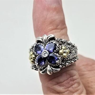 Lot #85  Barbara Bixby Sterling, 18kt gold, and amethyst ring - size 7
