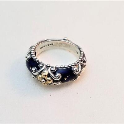 Lot #90  Lovely Barbara Bixby Sterling, 18kt gold, and Lapis ring