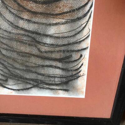 Lot 89 Pastel Drawing by Long Beach Artist Sid Hoskins Framed "Man With Mustache"