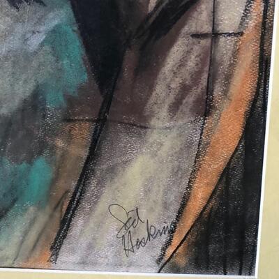 Lot 90 Pastel Drawing by Long Beach Artist Sid Hoskins Framed "Headdress"