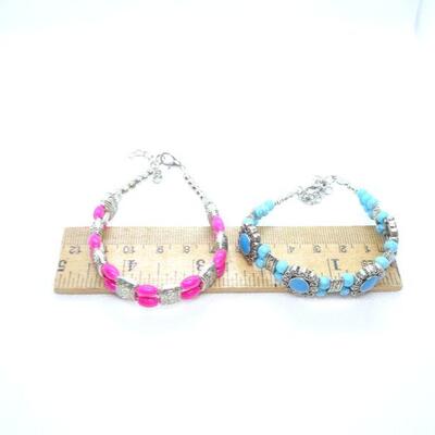 2 Fun Beaded Bracelets - Summertime Jewelry 
