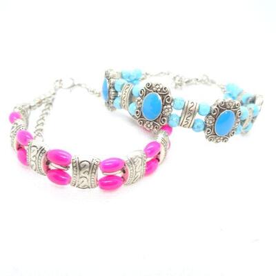 2 Fun Beaded Bracelets - Summertime Jewelry 