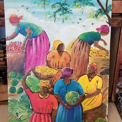 Lot #92  Signed Oil on Canvas - Jamaican Scene