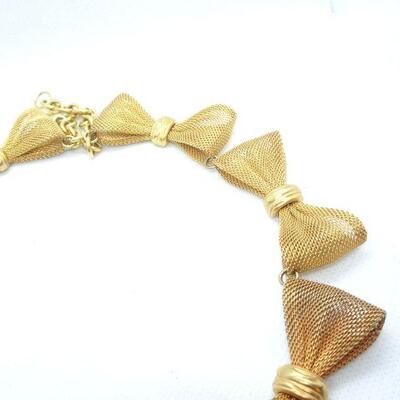 Vintage 7 linked Bows, Ribbons, Mesh necklace