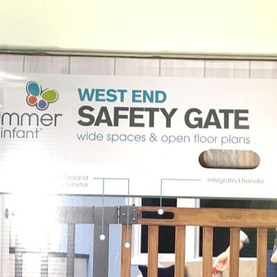 West End Slate Metal/Honey Oak Stain Safety Gate