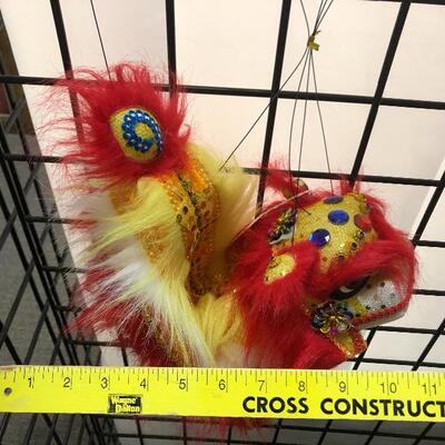 So Cool! Chinese Lion Dragon toy puppet marionette red yellow fluffy