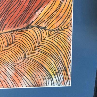 Lot 97 Pastel Drawing by Long Beach Artist Sid Hoskins "Lines"