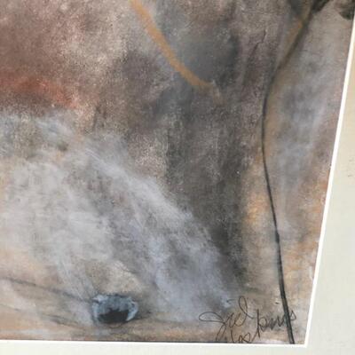 Lot 98 Pastel Drawing by Long Beach Artist Sid Hoskins Framed "Leg Lifts"