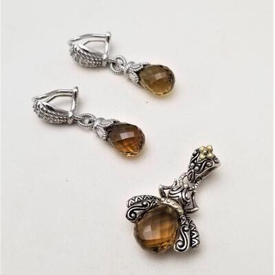 Lot #96  Gorgeous Barbara Bixby set - Faceted Citrine Pendant & Clip earring set