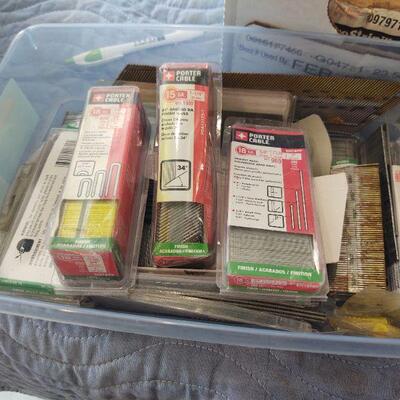 lot 13 - Campbell Hausfeld professional brad nailer, Prostrip nails, assorted other nails, etc.