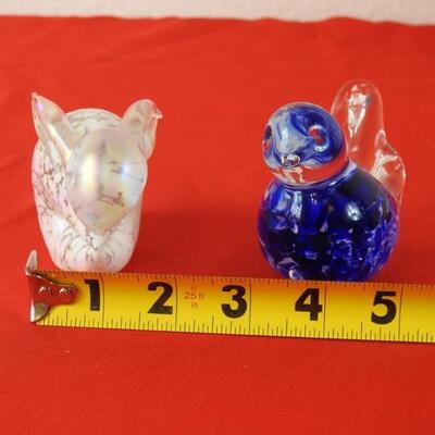 Glass bird & bunny paper weights  