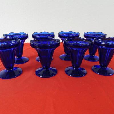 Cobalt blue Anchor Hocking Ice cream glasses 