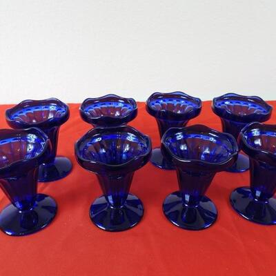 Cobalt blue Anchor Hocking Ice cream glasses 