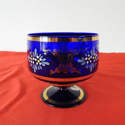 Blue enameled small compote