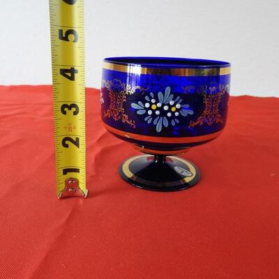 Blue enameled small compote