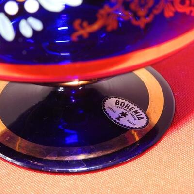 Blue enameled small compote