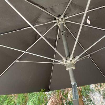 Black Umbrella with Black Rod Iron Stand