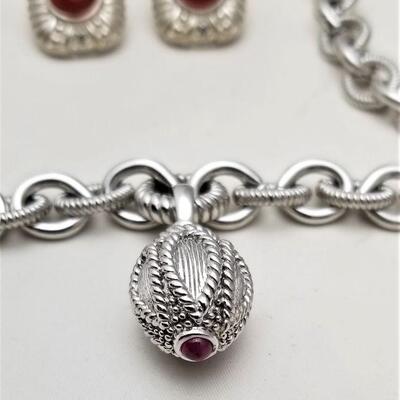 Lot #99  Judith Ripka Sterling Set - Necklace/Enhancer & Clip Earrings