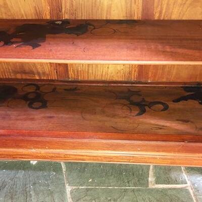 Lot 105 Vintage Chinese Style Wood Chest 2 Drawers & Cupboard
