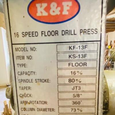 1995 K&F 16 Speed Floor Drill Press, Model KF-13F