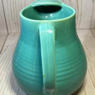 Lot 109 Vintage Bauer Ring Ware Water Pitcher w/ Ice Lip Turquoise Ringware