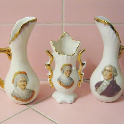 Lot 120 George & Martha Washington Souvenir Vase & Pitchers