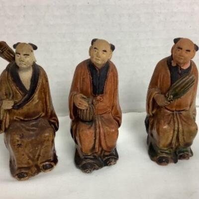 2169 Three Asian Mudmen Figurines 