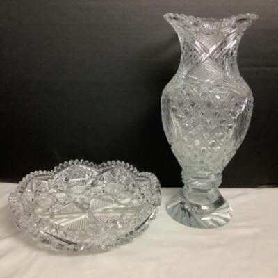 2172 Cut Glass Vase and Cut Crystal Bowl