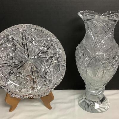 2172 Cut Glass Vase and Cut Crystal Bowl
