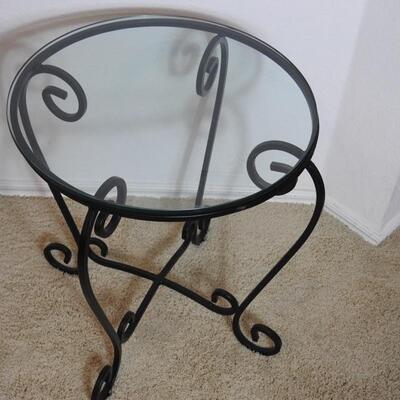 Wrought iron, round side table