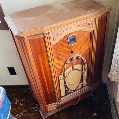 Vintage Wooden Radio Cabinet