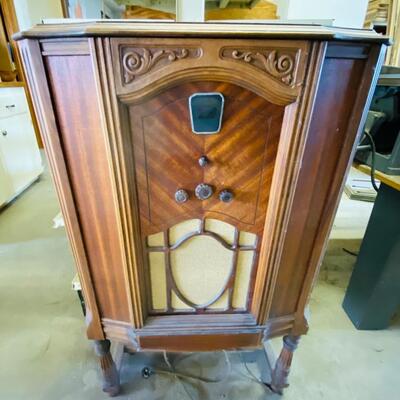Vintage Wooden Radio Cabinet