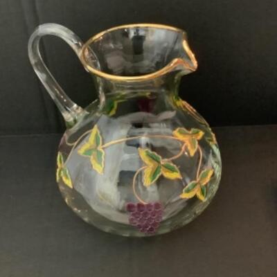2176 Painted Glass Pitcher