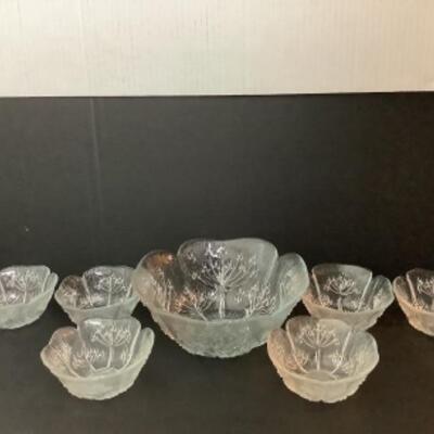 2178 Set of 7 Vintage Dansk Floriform Tree Glass Bowls