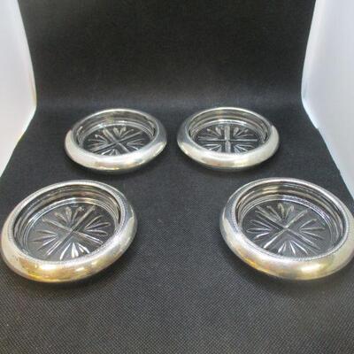 Lot 14 - Rogers Sterling Silver Crystal Coasters