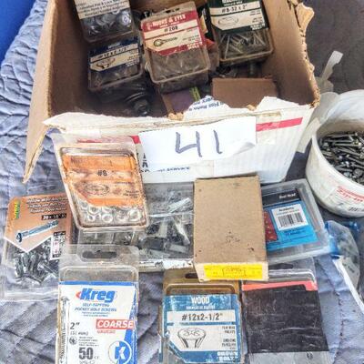 lot 41 - Variety Nuts, bolts, screws, washers, wall anchors, etc. as shown