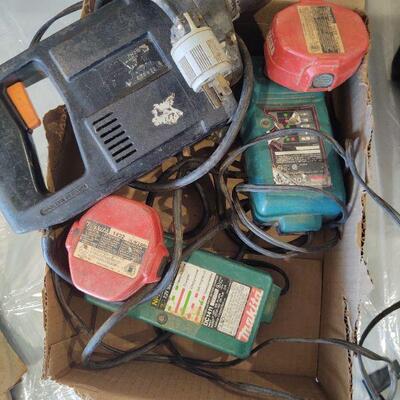 LOT 47 - ABC Hammer drill(Germany),  2 Makita chargers/batteries