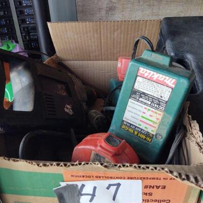 LOT 47 - ABC Hammer drill(Germany),  2 Makita chargers/batteries