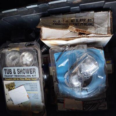 LOT 50 - Clear tubing, faucet assembly, remodeling kit, tub/shower faucet,  tub flange, etc.
