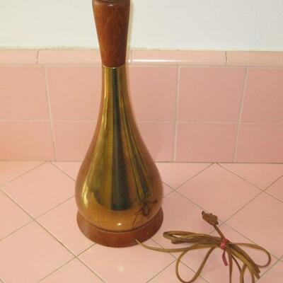 Lot 144 MCM Brass & Wood 29" Table Lamp