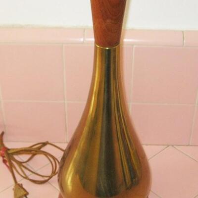 Lot 144 MCM Brass & Wood 29" Table Lamp
